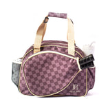 Fashionable women's pickleball bag with stylish brown checkered design.