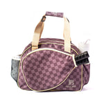 Fashionable women's pickleball bag with stylish brown checkered design.