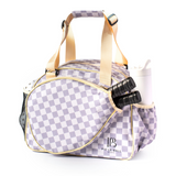 Fashionable women's pickleball bag with stylish tan checkered design.