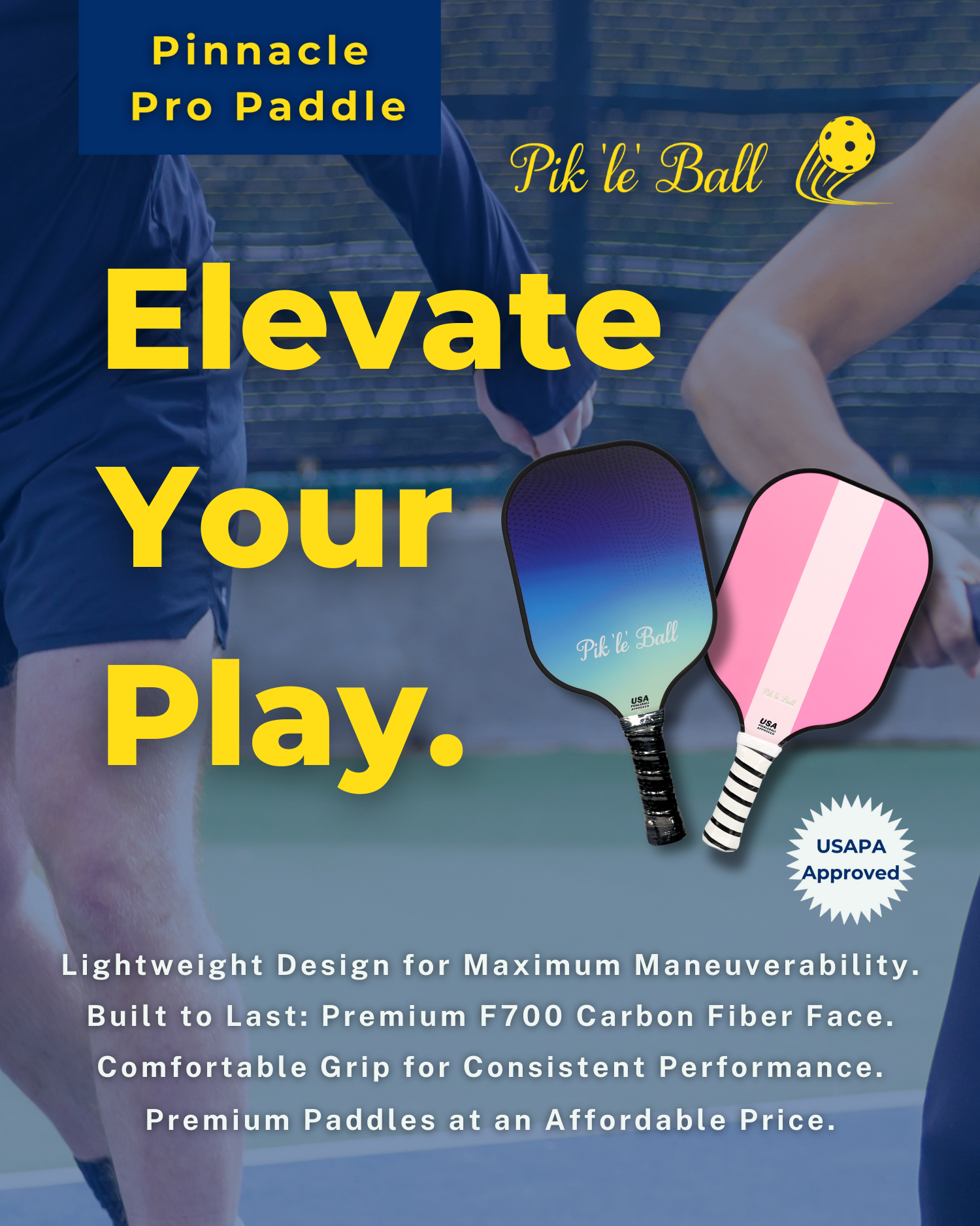 Lightweight pinnacle pro carbon fiber ladies pickleball paddles with comfortable grip improve your game play